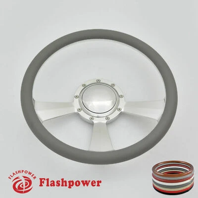 Volante Billet 15,5" gris claro medio envoltorio GMC Chevy Caprice Ford Mopar Foto 1 de 4