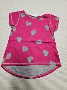 ERGE Pink Gray Hearts Short Sleeves T-Shirt Top Heavier Fabric  5 - Picture 1 of 3