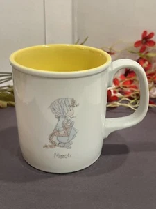 1987 Vintage Enesco Precious Moments Yellow White March Coffee Mug Cup Birthday - Picture 1 of 11