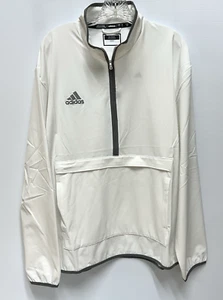 Adidas Coach Woven Pullover Manica Lunga 1/4 Zip IS1058 Bianco Grigio Uomo Large Nuovo con etichette - Foto 1 di 6