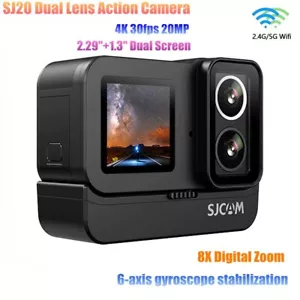 SJCAM SJ20 Dual Lens Action Camera 4K 30fps 20MP, 2.29"+1.3" Dual Screen 8X Zoom - Picture 1 of 12