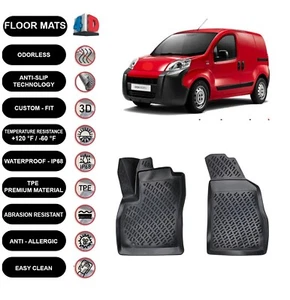 Floor Mats Liner Fits Citroen Nemo Panelvan (2007-2017) 4D Molded Black 2pcs - Picture 1 of 4