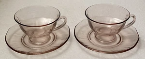 Two (2) Vintage Fostoria Fairfax Orchid (Purple) Footed Cups & Saucers - Picture 1 of 4