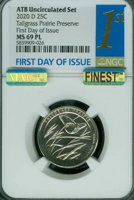 2020 D TALLGRASS QUARTER NGC MS69 PL FDI MAC FINEST MAC SPOTLESS * - Image 1 of 4