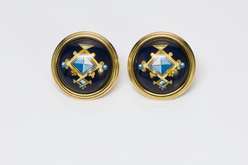 HERMÈS HERMES Medor Orecchini Smalto Placcati in Oro