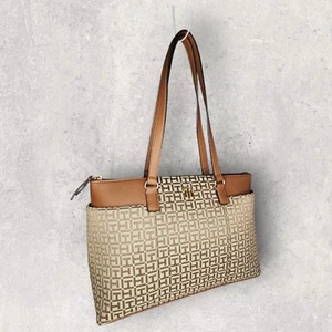 Tommy Hilfiger Large Beige/Brown Tonal Jacquard Tote - NWT - Picture 1 of 9