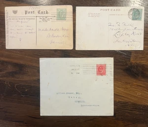 GB KEVII Perfin Postcards 1d and 1/2d Perfins on Postcard and Cover - Picture 1 of 5