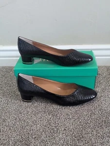 Size 12 Women's J. Renee Bambalina Lizard Print Patent Leather Low Black Pump - Picture 1 of 8