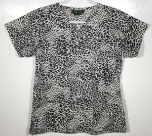 Blusa Médica Mujer Talla XS Extra-Pequeña Bonita Animal Print Cheetah Negro Gris Blanco - Imagen 1 de 4