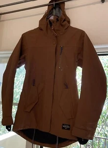 Holden Jacke Damen XSmall braun durchgehender Reißverschluss Kapuze wasserdicht NEU Neu mit Etikett - Bild 1 von 22