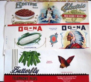 (1) Lot of 3 Vintage Canned Food Labels for Corn, Peas & Kidney Beans  * - Picture 1 of 1