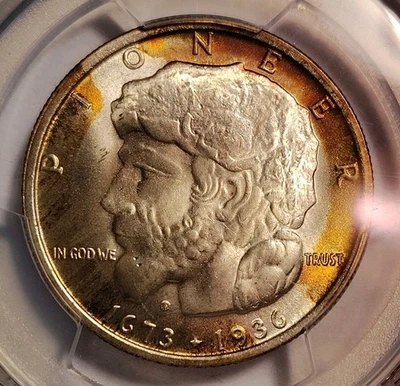 1936 Elgin Commem Half Dollar PCGS MS67 Great Eye Appeal color  - Image 1 of 4
