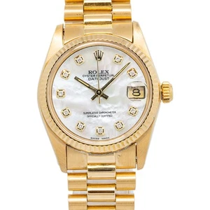 Rolex Datejust 6827 18k YG Diamond MOP Dial Fluted Bezel Women's Watch 31mm - Picture 1 of 6