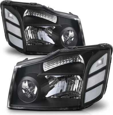 Conjunto de faros negros M-AUTO 04-15 Nissan Titan/04-07 Armada par de faros Foto 1 de 4