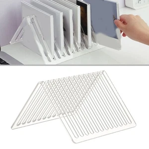 Desktop Vinyl Record Holder 12 Slot Clear Acrylic Organizer for Media Storage - Picture 1 of 7