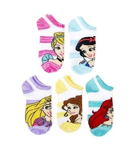 Disney Princess Ariel Girls Socks 5 Pack No Show Socks Shoe Size Large 4-10 New - Picture 1 of 1