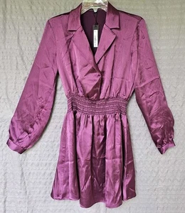 Steve Madden Kleid Damen Extra Small Lila Valerie Metallic Satin Disco Neu mit Etikett - Bild 1 von 11