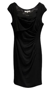 LK Bennett schwarzes Kleid LBD zeitlos gerafft gefüttert Damen 12 Flügelärmel Cocktail - Bild 1 von 5