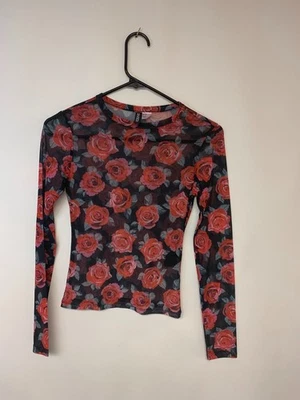 Разделенный H & M блузка чистый сетки цветочный фея гранж рокер панк готический размер XS - Изображение 1 из 4