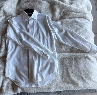 Saks Fifth Avenue Shirt Mens 15.5 White Regular Fit Button Long Sleeve EUC - Image 1 of 4