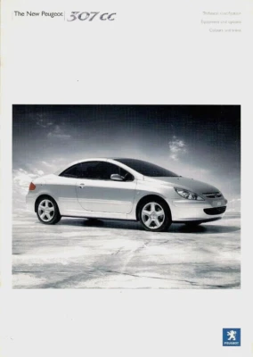 Peugeot 307 CC Specifications 2003-2004 UK Market Brochure 2.0 138 & 180 - Image 1 of 2