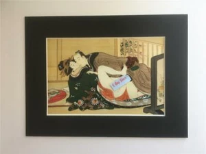 Japanischer Reproduktionsdruck SHUNGA #1 Erotik schwarz auf Pergamentpapier montiert - Bild 1 von 1