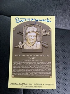 BILL MAZEROSKI signed Yellow Hall of Fame Postcard!! JSA AUTHENTICATED!! Pirate - Picture 1 of 2