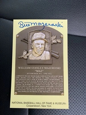 BILL MAZEROSKI signed Yellow Hall of Fame Postcard!!  JSA AUTHENTICATED!! Pirate - Image 1 of 2