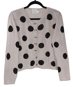 The Masai Women's Linen Blend Cropped Beige With Black Circles Jumper Size L - Picture 1 of 5