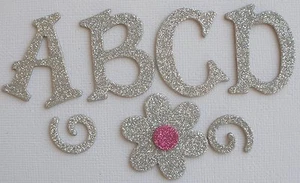 1.5" inch SILVER GLiTTER Chipboard Letters - Alphabet Die Cuts 1.5" Tall - Picture 1 of 4