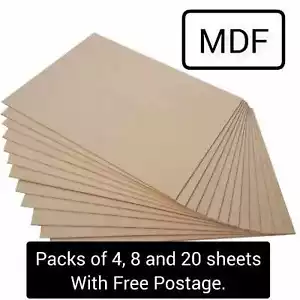 MDF Sheet Packs A2 A3 A4 A5 Crafts Laser Cut 3mm 6mm CNC Pyrography Fibreboard - Picture 1 of 7