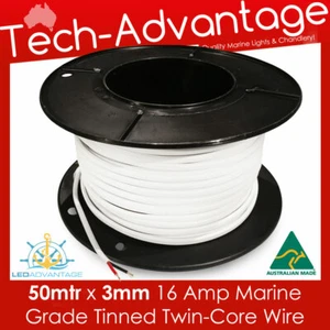 50M X 3mm 16A MARINE/BOAT TINNED TWO/TWIN CORE LED WIRE/ELECTRICAL LIGHTS CABLE - Picture 1 of 2
