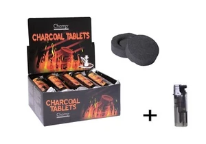 100 x Shisha Kohle Wasserpfeife Shishakohle Räucherkohle + gratis Sturmfeuerzeug - Bild 1 von 1