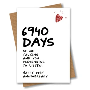 19th Anniversary Card 6940 Days of Talking Him Husband Boyfriend Wedding 19 year - Picture 1 of 4