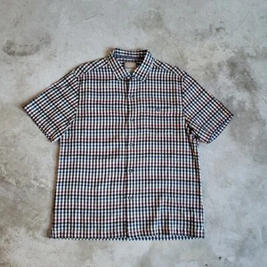 Tommy Bahama Seidenhemd Herren Medium hellbraun Karomuster Kurzarm Knopfleiste - Bild 1 von 11