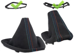 FOR BMW E90 E91 GEAR SHIFT + HANDBRAKE GAITER ALCANTARA STITCHING MPOWER + FRAME - Picture 1 of 5