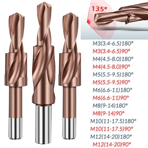 M3-M12 Countersink Step Drill Bit 90° 180° Chamfer M35 HSS Cobalt Straight Shank - Picture 1 of 18