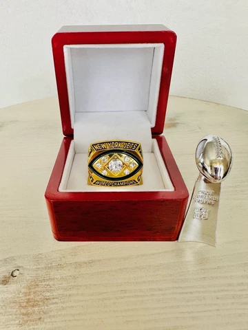 New York Jets 1968 Championship Ring W Box + Trophy, Namath, US SHIP Cover