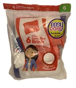 Hanes Girls 6 pair 100% cotton print low rise briefs panties SIZE 6 BRAND NEW! - Picture 1 of 4