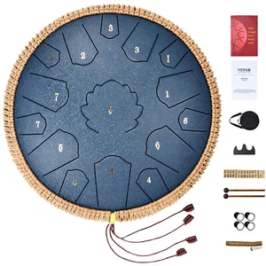 Steel Tongue Drum 14 in 15 Notes Rain Drum for Outside D Major Navy Blue - Picture 1 of 12