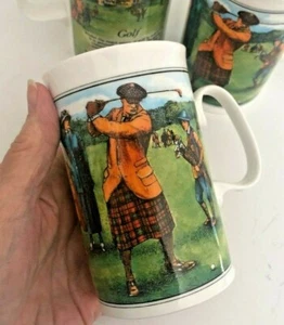 Vtg Fine Bone China England DUNOON GOLF History MUG SCOTLAND Coffee VICTORIAN - Picture 1 of 8