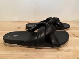 Sandalias Universal Thread para mujer talla 11 negras espalda imitación cuero tejidas nuevas sin etiquetas - Imagen 1 de 7