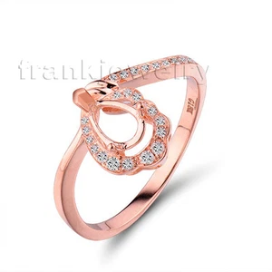 Pear 4x6mm Solid Rose 18k Gold Diamond Engagement Semi mount Wedding Ring - Picture 1 of 6