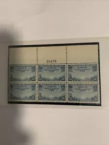 STAMPS-#C20 US SUPERB OG NH 25cent PLATE 6BLK/#21476-1935 - Picture 1 of 2