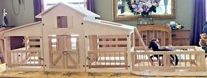 Hearthsong Wooden Horse Barn Stable Corral Lucky Horseshoe Play Set With Fences - Picture 1 of 24