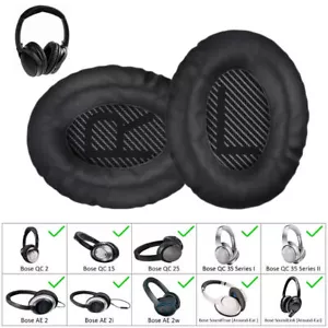 Black Ear Cushion Kit for Bose QuietComfort 15 25 35 Headphones Replacement Pads - Picture 1 of 9