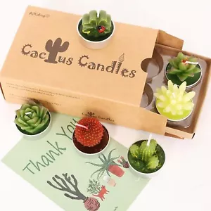 6 Styles Cactus Tealights Candle Delicate Succulent Tealight Candles For Home De - Picture 1 of 9