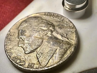 1979 P Jefferson Nickel with Errors Improper Alloy Mix (?) on Obverse/Reverse - Image 1 of 4