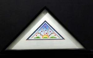 Charles Hayes Untitled GOLF Original watercolor paper triangle framed H.Signed - Picture 1 of 4