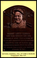 1999 Cooperstown Plaque Lou Gehrig Postcard #NNO